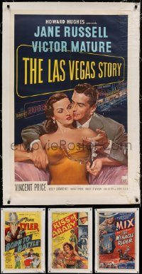 6d038 LOT OF 6 LINENBACKED ONE-SHEETS '30s-50s Las Vegas Story, Tyler, Tom Mix & more!