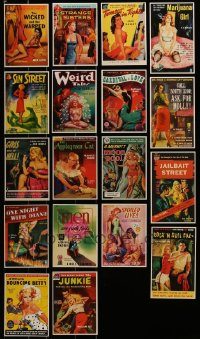 6d367 LOT OF 18 SEXY VINTAGE PAPERBACK AND PULP COVER POSTCARDS '95 great art of half-clad women!
