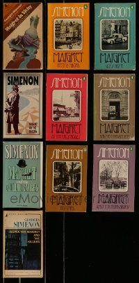 6d054 LOT OF 10 MAIGRET BY GEORGES SIMENON PAPERBACK BOOKS '60s-80s French detective stories!