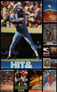 6d427 LOT OF 10 UNFOLDED VERTICAL SPORTS POSTERS '80s-90s baseball, football, basketball & more!