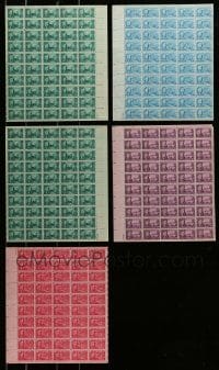 6d197 LOT OF 5 FRANKLIN D. ROOSEVELT STAMP SHEETS '40s 250 stamps that were never used!