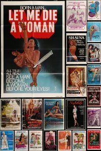 6d113 LOT OF 44 FOLDED SEXPLOITATION ONE-SHEETS '60s-80s great sexy images with some nudity!