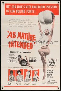 6f050 AS NATURE INTENDED 1sh '63 a picture of nu-- dimensions actually filmed at a nudist colony!