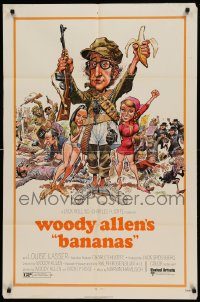 6f057 BANANAS 1sh '71 great artwork of Woody Allen by E.C. Comics artist Jack Davis!