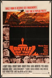 6f063 BATTLE OF THE BULGE 1sh '66 Henry Fonda, Robert Shaw, cool Thurston tank art!