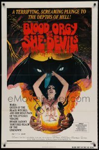 6f096 BLOOD ORGY OF THE SHE DEVILS 1sh '72 Ted V. Mikels, a plunge into the depths of Hell!