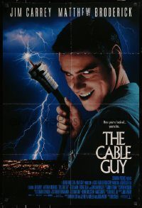 6f120 CABLE GUY int'l DS 1sh '96 image of demented Jim Carrey, directed by Ben Stiller!