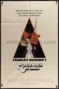 6f147 CLOCKWORK ORANGE int'l 1sh '72 Stanley Kubrick classic, Castle art of Malcolm McDowell!