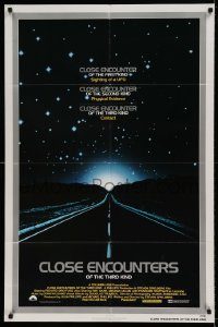 6f149 CLOSE ENCOUNTERS OF THE THIRD KIND 1sh '77 Spielberg's sci-fi classic, silver border design