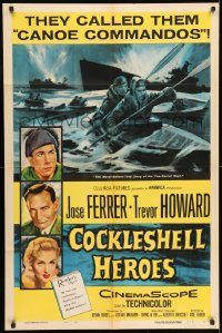 6f154 COCKLESHELL HEROES style B 1sh '56 Jose Ferrer, Trevor Howard, World War II canoe commandos!