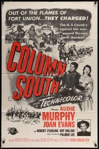 6f158 COLUMN SOUTH military 1sh R60s cavalry man Audie Murphy against war-crazed Navajo!