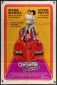 6f167 CORVETTE SUMMER style B 1sh '78 art of Mark Hamill & sexy Annie Potts on custom Corvette!