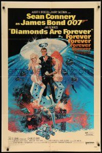 6f004 DIAMONDS ARE FOREVER 1sh '71 art of Sean Connery as James Bond 007 by Robert McGinnis!