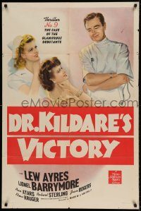 6f227 DR. KILDARE'S VICTORY 1sh '41 Lionel Barrymore, Lew Ayres, sexy nurse Ann Ayars!