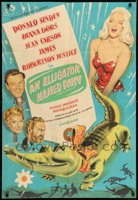 6f034 ALLIGATOR NAMED DAISY English 1sh '57 artwork of sexy Diana Dors in skimpy outfit!