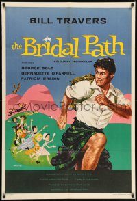 6f102 BRIDAL PATH English 1sh '59 Amstutz artwork of Scottish Bill Travers chased by many women!
