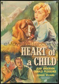 6f366 HEART OF A CHILD English 1sh '58 great artwork of boy and his St. Bernard dog!