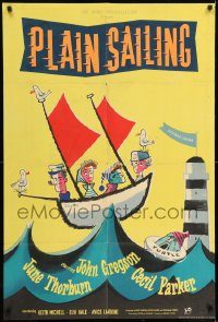 6f906 TRUE AS A TURTLE English 1sh '56 John Gregson, June Thorburn, wacky art, Plain Sailing!