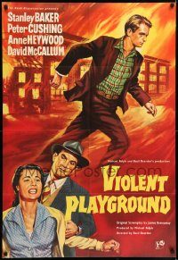 6f934 VIOLENT PLAYGROUND English 1sh '58 Stanley Baker, Anne Heywood, directed by Basil Dearden!