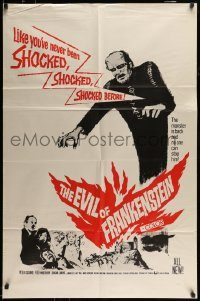 6f260 EVIL OF FRANKENSTEIN int'l 1sh '64 Cushing, Hammer, he's back & no one can stop him!