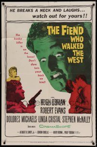 6f281 FIEND WHO WALKED THE WEST 1sh '58 don't turn your back on the killer with the baby face!