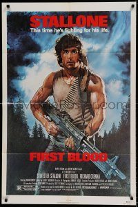 6f289 FIRST BLOOD 1sh '82 artwork of Sylvester Stallone as John Rambo by Drew Struzan!