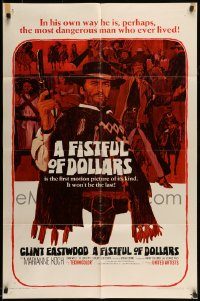 6f291 FISTFUL OF DOLLARS 1sh '67 introducing the man with no name, Clint Eastwood!