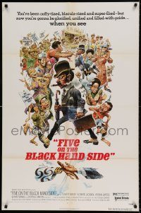 6f293 FIVE ON THE BLACK HAND SIDE 1sh '73 great Jack Davis artwork of entire cast!