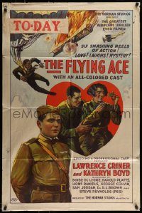 6f298 FLYING ACE 1sh '26 cool all-black aviation, the greatest airplane thriller ever produced!