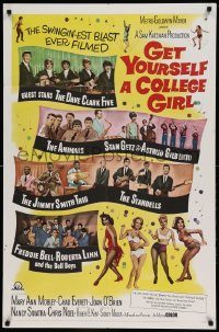 6f327 GET YOURSELF A COLLEGE GIRL 1sh '64 hip-est happiest rock & roll show, Dave Clark 5 & more!