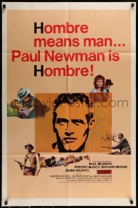 6f390 HOMBRE 1sh '66 Paul Newman, Martin Ritt, Fredric March, it means man!