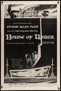6f399 HOUSE OF USHER 1sh R67 Edgar Allan Poe's tale of the ungodly & evil, art by Reynold Brown!