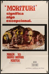 6f555 MORITURI Spanish/US 1sh '65 art of Marlon Brando & Nazi captain Yul Brynner, exceptional!