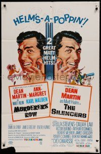 6f566 MURDERERS' ROW/SILENCERS 1sh '67 Dean Martin in two great Matt Helm hits, McGinnis art!