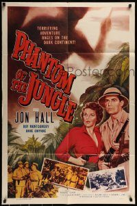 6f634 PHANTOM OF THE JUNGLE 1sh '55 Jon Hall & Anne Gwynne have terrifying adventures in Africa!