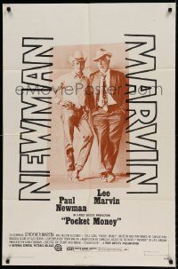 6f650 POCKET MONEY 1sh '72 great full-length portrait of Paul Newman & Lee Marvin!
