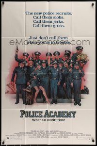 6f652 POLICE ACADEMY 1sh '84 Steve Guttenberg, Kim Cattrall, Drew Struzan police artwork!