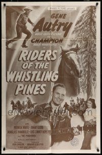 6f693 RIDERS OF THE WHISTLING PINES 1sh R63 Gene Autry, Patricia White, Jimmy Lloyd & Champion!