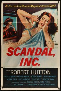 6f729 SCANDAL INC. 1sh '56 Robert Hutton, art of paparazzi photographing sexy woman in bed!