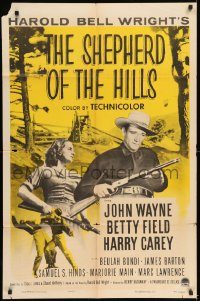 6f753 SHEPHERD OF THE HILLS 1sh R55 John Wayne, from Harold Bell Wright novel!