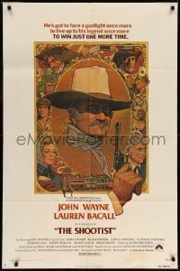 6f757 SHOOTIST 1sh '76 best Richard Amsel artwork of cowboy John Wayne & cast!