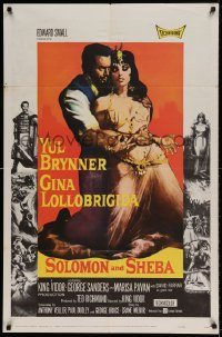 6f775 SOLOMON & SHEBA 1sh '59 Yul Brynner with hair & super sexy Gina Lollobrigida!