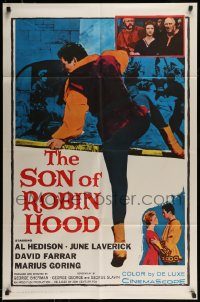 6f778 SON OF ROBIN HOOD 1sh '59 full-length image of David Hedison in the title role!