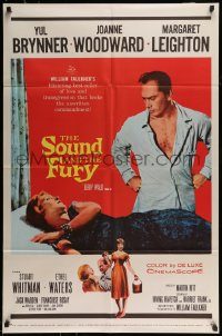 6f781 SOUND & THE FURY 1sh '59 Martin Ritt, Yul Brynner with hair glares at Joanne Woodward!