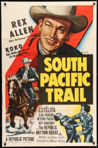 6f782 SOUTH PACIFIC TRAIL 1sh '52 Arizona Cowboy Rex Allen & Koko, Miracle Horse of the Movies!