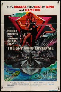 6f006 SPY WHO LOVED ME 1sh '77 cool art of Roger Moore as James Bond by Bob Peak!