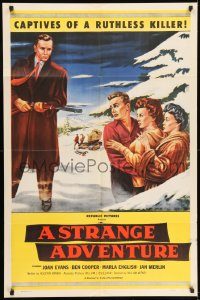 6f801 STRANGE ADVENTURE 1sh '56 they're captives of a ruthless killer in the High Sierras!
