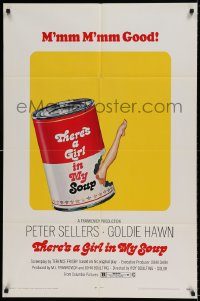 6f854 THERE'S A GIRL IN MY SOUP 1sh '71 Peter Sellers, Goldie Hawn, great Campbell's soup can art!
