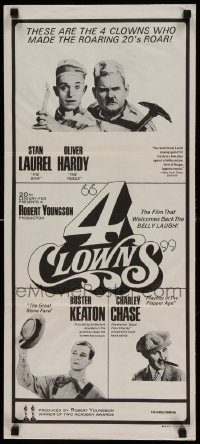 6g770 4 CLOWNS Aust daybill '70 Stan Laurel & Oliver Hardy, Buster Keaton, Charley Chase!