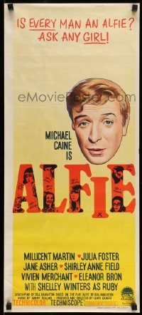 6g778 ALFIE Aust daybill '66 British cad Michael Caine loves them and leaves them, ask any girl!